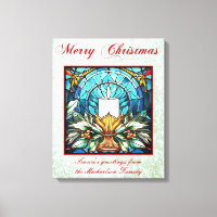Stained Glass Christmas Candle Holly Green Glitter