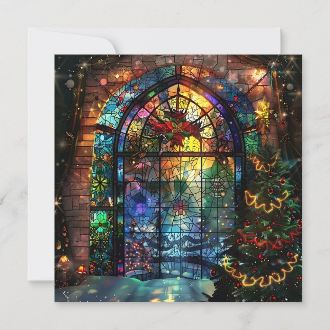 Stained Glass Christmas Greeting Card (Front)