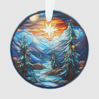 Stained Glass Christmas Landscape Ornament