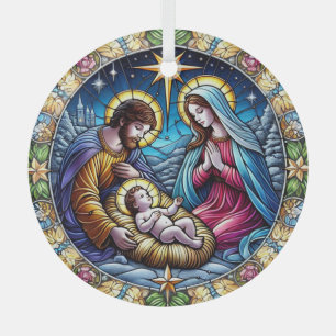Stained Glass Christmas Nativity  Ornament