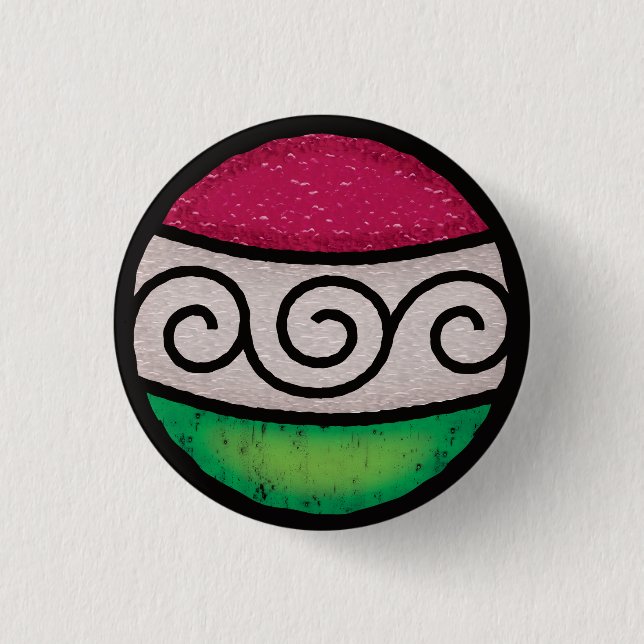 Stained Glass Christmas Ornament Swirl Ball 1 Inch Round Button (Front)