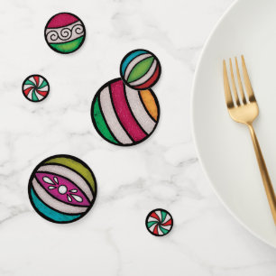 Stained Glass Christmas Ornaments Balls Candies Confetti