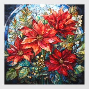 Stained Glass Christmas Poinsettia Window Cling