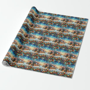 Stained Glass Christmas Scene Wrapping Paper