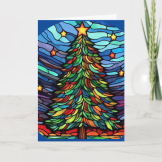 Stained Glass Christmas Tree Greeting Card