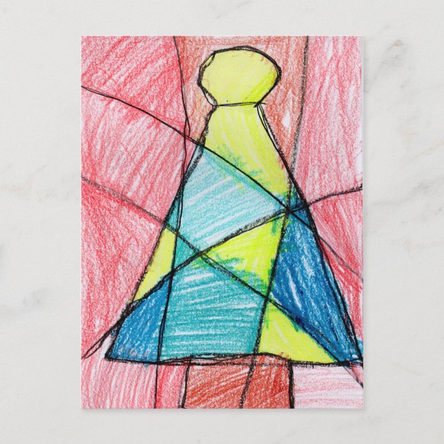 Stained Glass Christmas Tree Holiday Postcard (Front)
