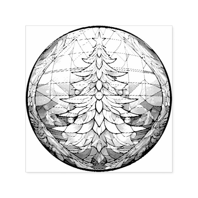 Stained Glass Christmas Tree Self-inking Stamp (Design)