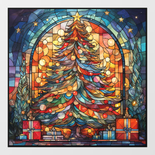 Stained Glass Christmas Tree Window Cling