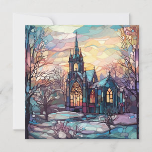 Stained Glass Church Flat Card (Blank Behind)