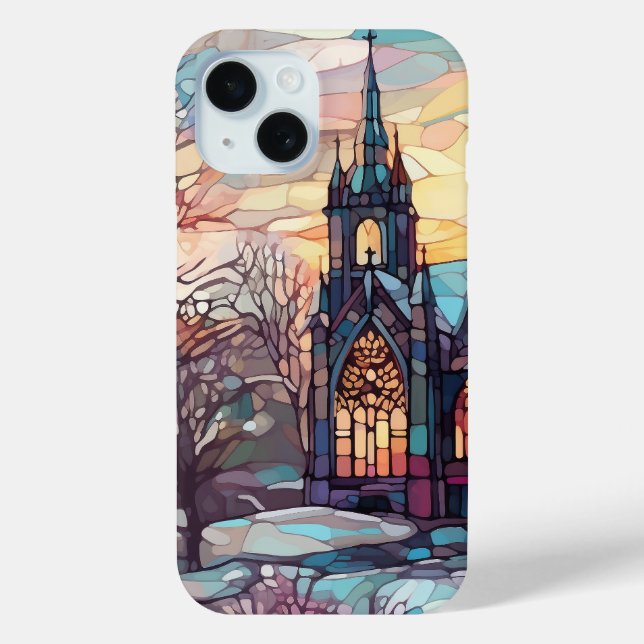 Stained Glass Church iPhone 15 Barely There Case (Back)