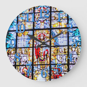 Stained Glass Church Window, Greenwich, UK Large Clock