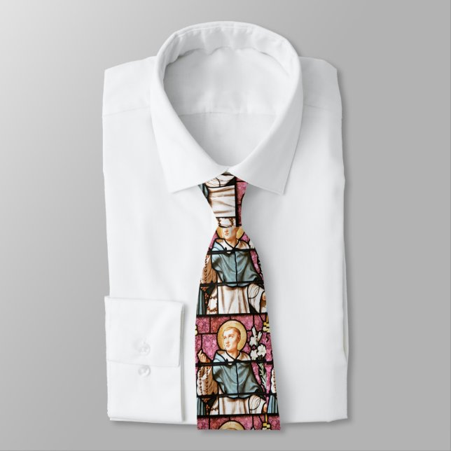 Stained Glass Church Window Rosary St. Dominic Tie (Tied)
