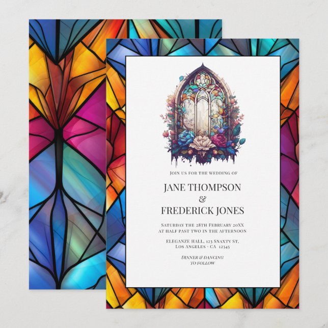 Stained Glass Church Window Wedding Invitation (Front/Back)