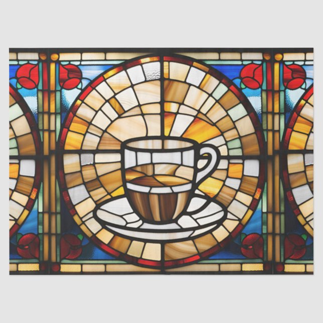 Stained Glass Coffee Cup Tissue Paper (Front)