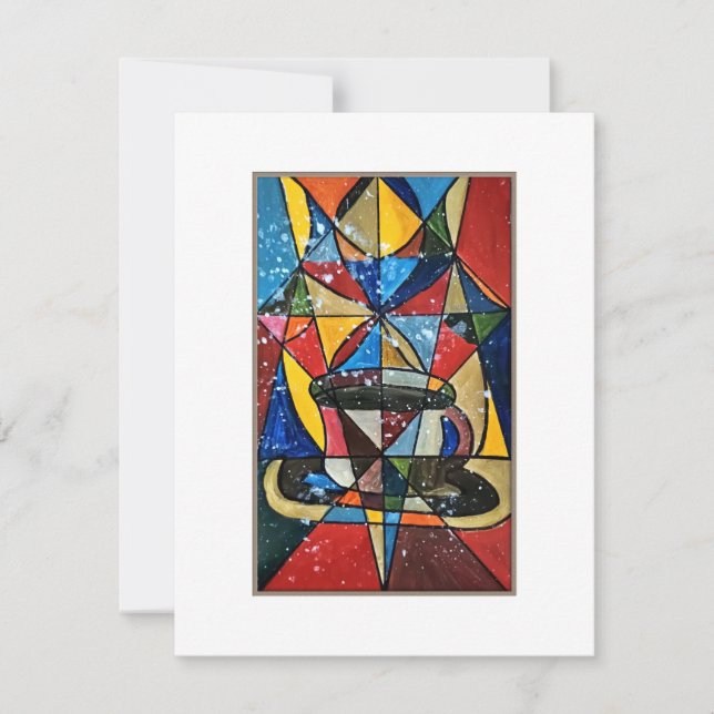 Stained Glass Coffee Mug Artwork Acrylic - Origina Holiday Card (Front)
