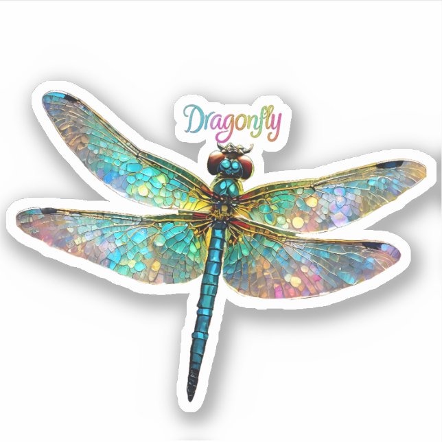 Stained Glass Colorful Dragonfly (Front)