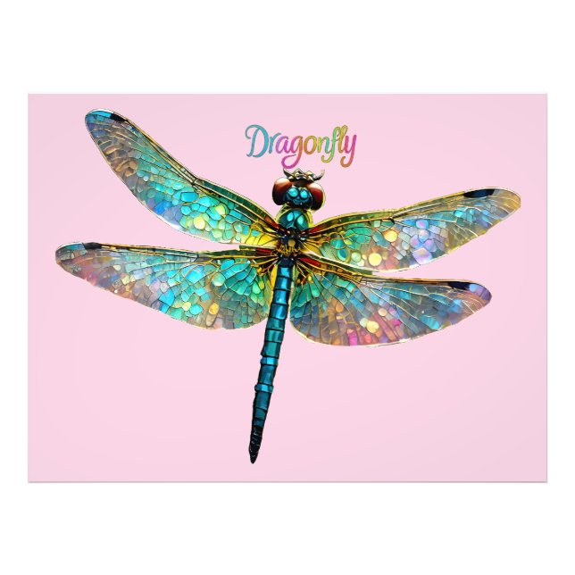 Stained Glass Colorful Dragonfly Photo Print (Front)