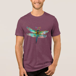Stained Glass Colorful Dragonfly Tri-Blend Shirt