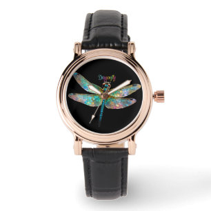 Stained Glass Colorful Dragonfly Watch