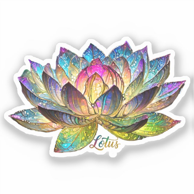 Stained Glass Colorful Lotus Flower  (Front)