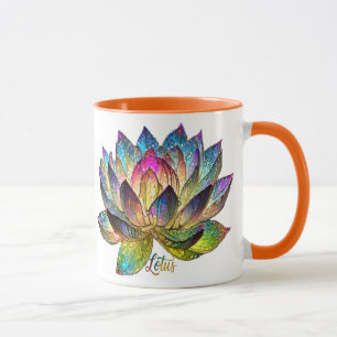 Stained Glass Colorful Lotus Flower Mug