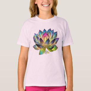 Stained Glass Colorful Lotus Flower  T-Shirt