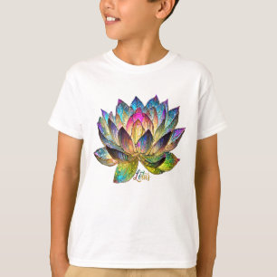 Stained Glass Colourful Lotus Flower T-Shirt