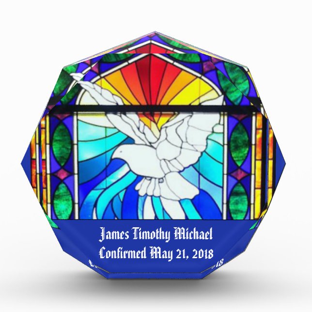 Stained Glass Confirmation RCIA Holy Spirit Dove Photo Block (Front)