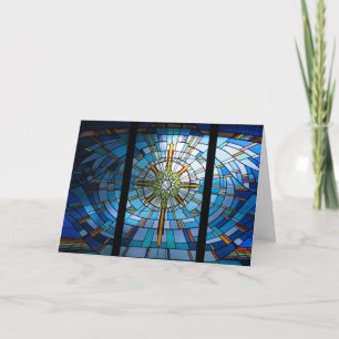 Stained glass cross, blank inside card