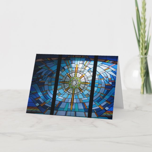 Stained glass cross, blank inside card (Front)
