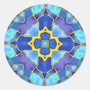 Stained Glass Cross, Christian to Customize Classic Round Sticker