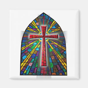 Stained Glass Cross Magnet