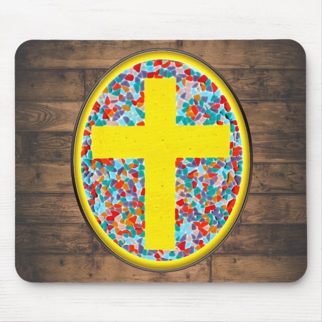 Stained Glass Cross Mouse Pad (Front)