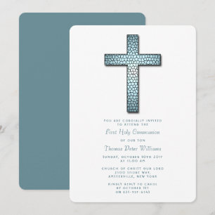 Stained Glass Crucifix Communion or Confirmation Invitation