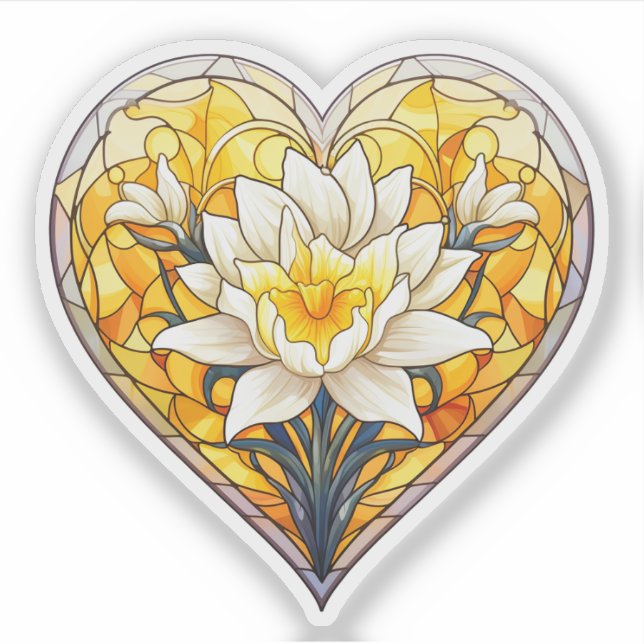 Stained Glass Daffodils Heart (Front)