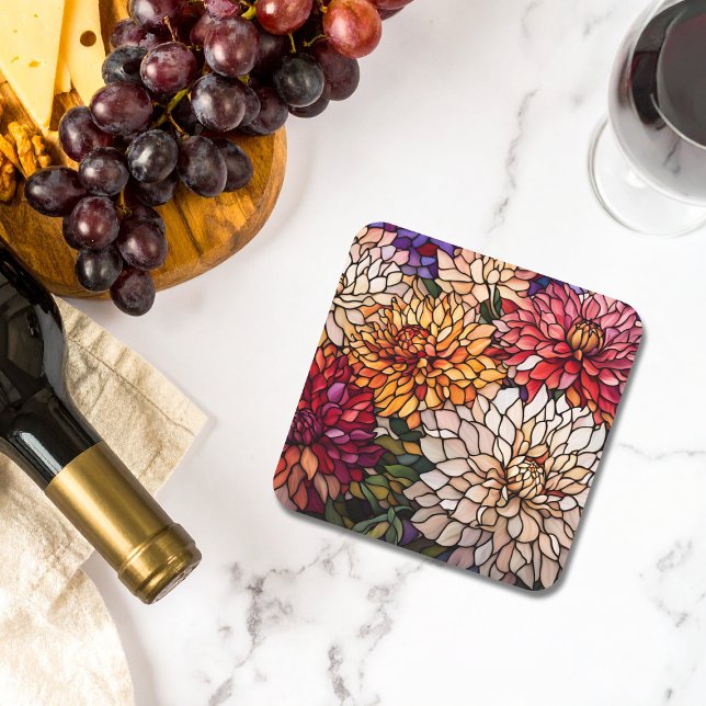 Stained Glass Dahlia Art Coaster (Creator Uploaded)
