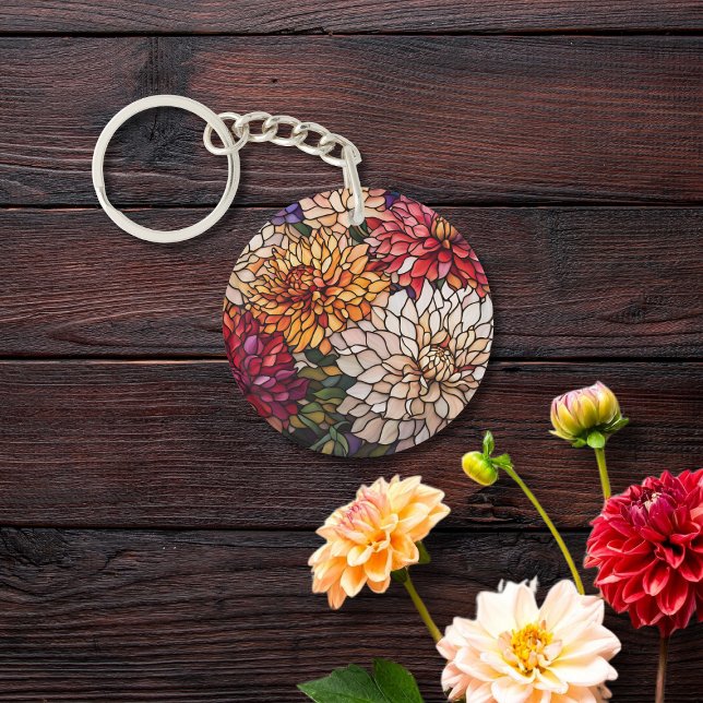 Stained Glass Dahlia Keychain (Creator Uploaded)