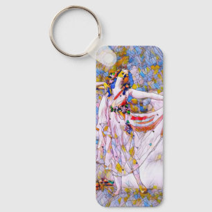 Stained Glass Dancer in Flowing Dress Keychain