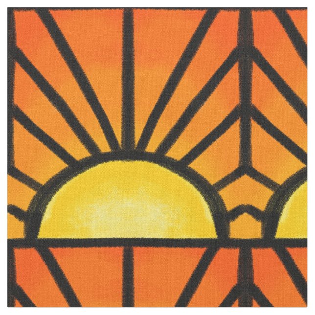 Stained Glass Deco Sunset Fabric (Close Up)