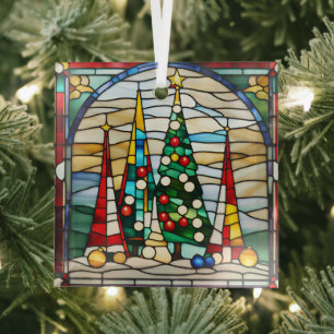 Stained Glass Decorative Christmas Trees Ornament