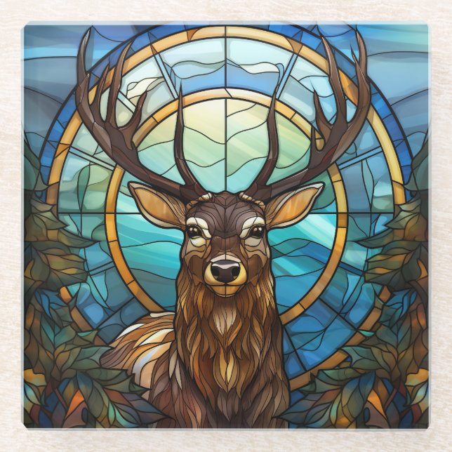 Stained Glass Deer Coaster (Front)
