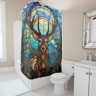 Stained Glass Deer Shower Curtain