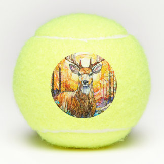 Stained Glass Deer Tennis Balls