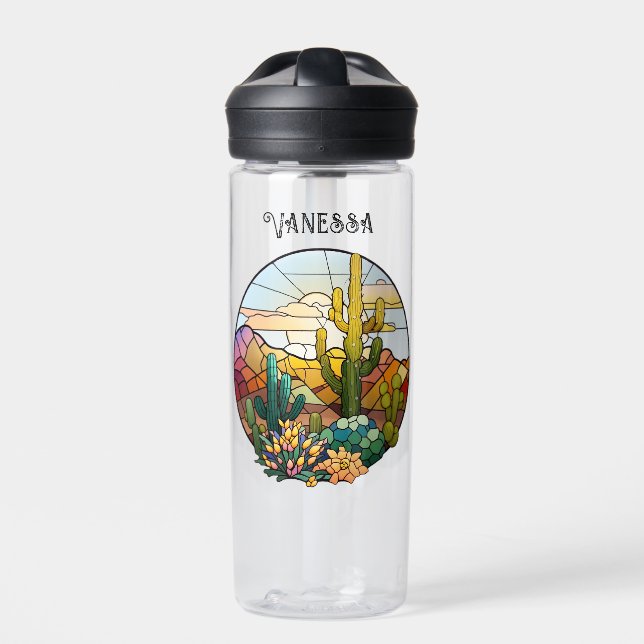 Stained Glass Desert Personalized Water Bottle (Front)