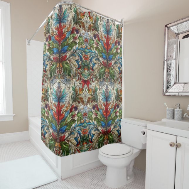 Stained Glass Design Shower Curtain (In Situ)