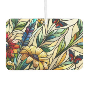 Stained Glass Design Wildflowers and Butterflies Air Freshener