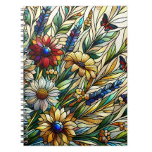 Stained Glass Design Wildflowers and Butterflies