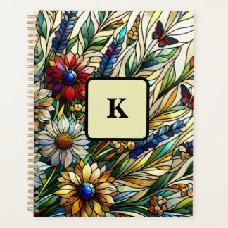 Stained Glass Design Wildflowers and Butterflies Planner