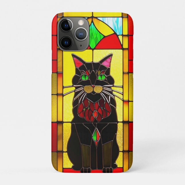 Stained Glass Design with Cat Case-Mate iPhone Case (Back)