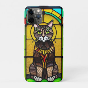 Stained Glass Design with Cat iPhone 11 Pro Case